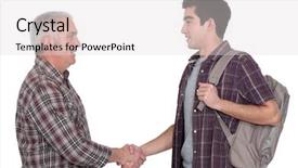  Presentation with shaking hands - Audience pleasing PPT layouts consisting of two casual men shaking hands backdrop and a lemonade colored foreground