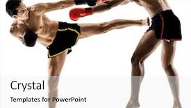 Presentation with thai boxing - Amazing PPT layouts having two caucasian muay thai kickboxing backdrop and a white colored foreground