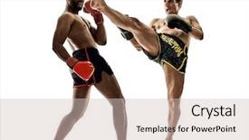  Presentation with thai boxing - Audience pleasing slide deck consisting of two caucasian muay thai kickboxing backdrop and a soft green colored foreground