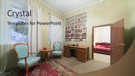  Presentation with open door - Beautiful slide set featuring light on black background super backdrop and a wine colored foreground