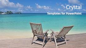  Presentation with beds - Amazing slide deck having two chairs beds in forest on tropical beach with blue ocean in background backdrop and a teal colored foreground