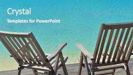  Presentation with beds - Presentation with two chairs beds in forest on tropical beach with blue ocean in background background and a teal colored foreground