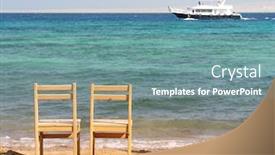  Presentation with chairs - PPT theme featuring two-chairs-on-beach background and a seafoam green colored foreground