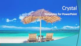  Presentation with umbrella and plastic bag - Amazing presentation theme having two chaise lounges and straw backdrop and a cobalt blue colored foreground