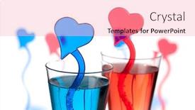  Presentation with alcohol white - Amazing theme having two champagne alcohol cocktails with heart decoration isolated on white background backdrop and a coral colored foreground