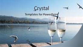  Presentation with champagne - Audience pleasing slides consisting of two champagne glasses backdrop and a light blue colored foreground