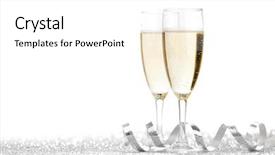  Presentation with two glasses of champagne - Amazing presentation design having two champagne glasses and silver backdrop and a  colored foreground