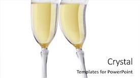 Presentation with teasing - Colorful presentation design enhanced with two champagne glasses one is backdrop and a  colored foreground