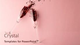  Presentation with pink glitter - Presentation theme consisting of two-champagne-glasses-spilling-red background and a lemonade colored foreground