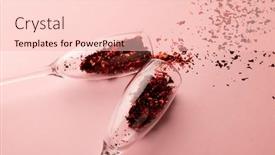  Presentation with glitter pink - Slide deck featuring two-champagne-glasses-spilling-red background and a lemonade colored foreground