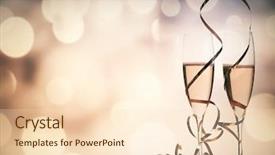  Presentation with celebrations - Theme with two champagne glasses with ribbons background and a lemonade colored foreground