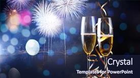  Presentation with new year - Slides consisting of two champagne glasses with ribbons background and a navy blue colored foreground