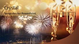  Presentation with celebrations - Audience pleasing presentation consisting of two champagne glasses with ribbons backdrop and a yellow colored foreground