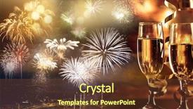  Presentation with new year - Beautiful slide deck featuring two champagne glasses with ribbons backdrop and a tawny brown colored foreground