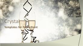  Presentation with celebrations - Presentation theme having two champagne glasses with ribbons against holiday lights and fireworks - new year celebrations background and a cream colored foreground