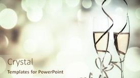  Presentation with new year - Audience pleasing presentation theme consisting of two-champagne-glasses-with-ribbons backdrop and a cream colored foreground