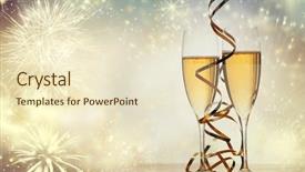  Presentation with champagne - Slide deck featuring two champagne glasses with ribbons background and a soft green colored foreground