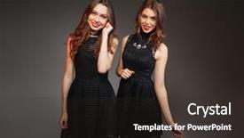  Presentation with two black women - Slides having black dresses going to party background and a dark gray colored foreground