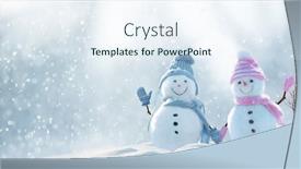  Presentation with snowmen - Presentation design featuring two-cheerful-friends-snowmen-holding background and a sky blue colored foreground