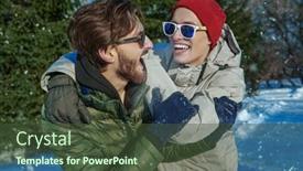  Presentation with friends - PPT theme consisting of two-cheerful-friends-young-men background and a tawny brown colored foreground