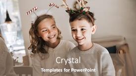  Presentation with christmas kids - Amazing PPT theme having two-cheerful-kids-celebrating-christmas backdrop and a coral colored foreground