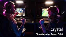  Presentation with tournament - Presentation theme consisting of two-cheerful-male-gamers-screaming background and a black colored foreground