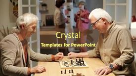  Presentation with chessboard - Presentation theme having two-cheerful-retired-men background and a tawny brown colored foreground