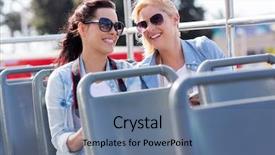  Presentation with open channel - Slides enhanced with two cheerful tourists enjoying open background and a ocean colored foreground