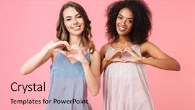  Presentation with pink girly - PPT theme having two cheerful young girls dressed background and a lemonade colored foreground