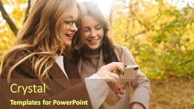  Presentation with coats - Slides featuring two-cheerful-young-pretty-girls background and a tawny brown colored foreground