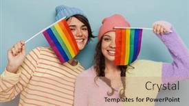  Presentation with lgbt - Presentation enhanced with two-cheery-beautiful-girls background and a coral colored foreground