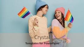  Presentation with rainbow lgbt - Presentation theme consisting of two-cheery-beautiful-girls background and a coral colored foreground