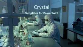  Presentation with computers - Beautiful theme featuring two-chemists-in-protective-workwear backdrop and a ocean colored foreground