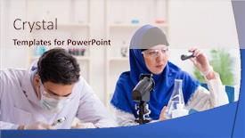  Presentation with lab - Amazing slide set having diversity inclusion - two chemists working backdrop and a lemonade colored foreground