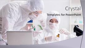  Presentation with lab - Slide deck having two-chemists-working background and a light gray colored foreground
