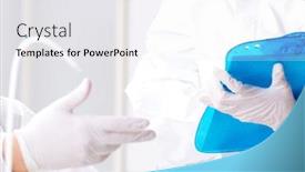  Presentation with lab - Beautiful slides featuring two-chemists-working backdrop and a sky blue colored foreground