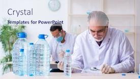  Presentation with lab - Theme having two-chemists-working background and a sky blue colored foreground