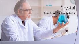  Presentation with lab - PPT layouts consisting of two-chemists-working background and a soft green colored foreground