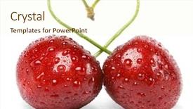  Presentation with loving hearts love heart candy - Beautiful PPT theme featuring two cherries with drops tied backdrop and a cream colored foreground
