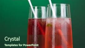  Presentation with dark green - Presentation design consisting of heady - two cherry cocktails with ice background and a tawny brown colored foreground