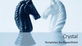  Presentation with blue chess - Cool new PPT theme with two chess knights nose backdrop and a light blue colored foreground