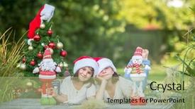  Presentation with summer christmas - Theme featuring two child girls with chritmas background and a  colored foreground