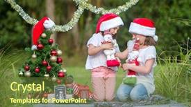  Presentation with summer christmas - Amazing theme having two child girls with chritmas backdrop and a  colored foreground