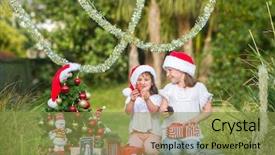  Presentation with summer christmas - Beautiful slides featuring two child girls with chritmas backdrop and a  colored foreground