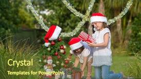  Presentation with summer christmas - Audience pleasing theme consisting of two child girls with chritmas backdrop and a  colored foreground