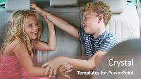  Presentation with children psychology - Beautiful slide set featuring controversial - two children are fighting backdrop and a coral colored foreground