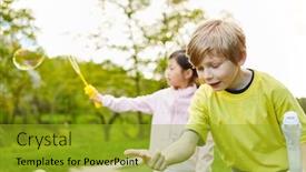  Presentation with making soap - Beautiful presentation theme featuring two-children-are-making-soap backdrop and a gold colored foreground