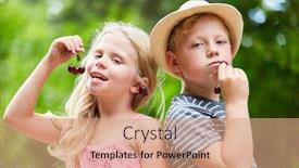  Presentation with siblings - Colorful theme enhanced with two-children-as-friends backdrop and a coral colored foreground