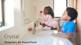  Presentation with teeth - Beautiful presentation featuring two-children-brushing-their-teeth backdrop and a soft green colored foreground