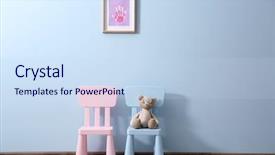  Presentation with chairs - Beautiful slide deck featuring two children chairs with toy backdrop and a sky blue colored foreground